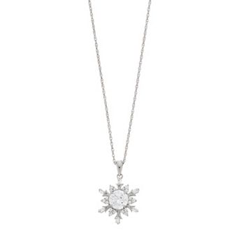 LeRose by Lexi and Rose Sterling Silver & White Cubic Zirconia Snowflake Pendant Necklace