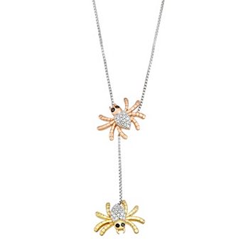 HDI Two Tone Gold Sterling Silver 1/6 Carat T.W. Diamond Spider Pendant Necklace