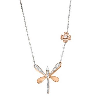 HDI Sterling Silver 1/5 Carat T.W. Diamond Butterfly Pendant Necklace