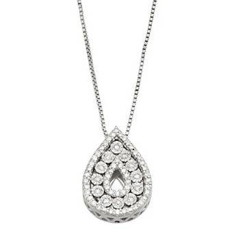 HDI Sterling Silver 1/5 Carat T.W. Diamond Pear Shape Pendant Necklace