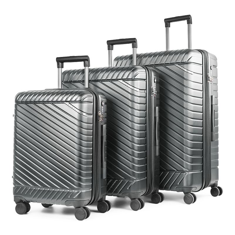 Bugatti Oslo Hardside 3-Piece Luggage Set, Silver, 3 Pc Set