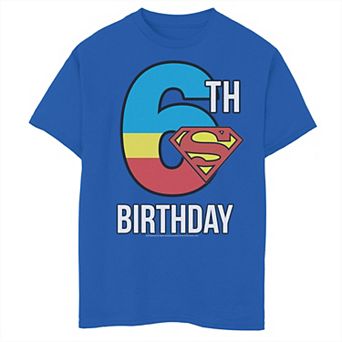 Boys 8-20 DC Comics Superman 6th Birthday Logo Fill Graphic Tee