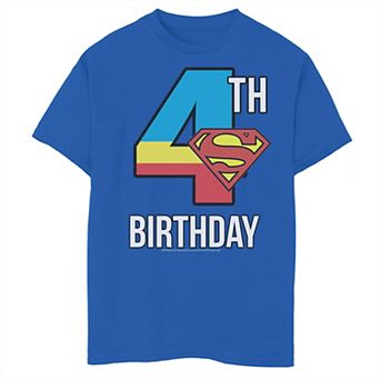 Boys 8-20 DC Comics Superman 4th Birthday Logo Fill Graphic Tee