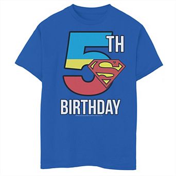 Boys 8-20 DC Comics Superman 5th Birthday Logo Fill Graphic Tee