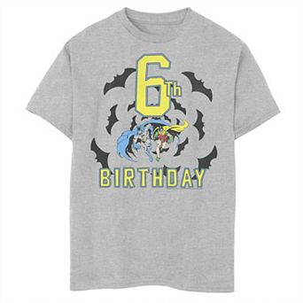 Boys 8-20 DC Comics Batman 6th Birthday Bats Graphic Tee