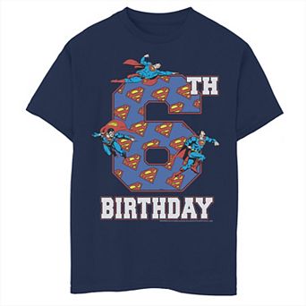Boys 8-20 DC Comics Superman 6th Birthday Logo Fill Graphic Tee
