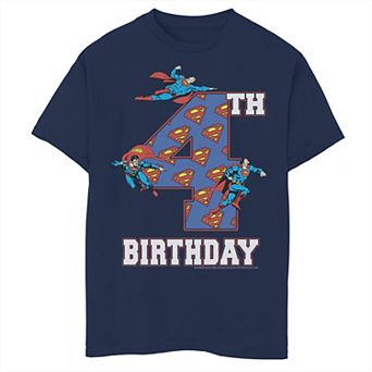 Boys 8-20 DC Comics Superman 4th Birthday Logo Fill Graphic Tee