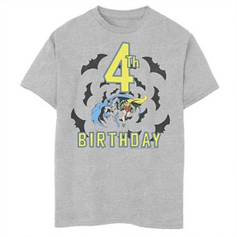 Boys 8-20 DC Comics Batman 4th Birthday Heroes Graphic Tee