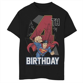 Boys 8-20 DC Comics Superman 4th Birthday City Fill Graphic Tee