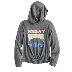Girls 4-20 SO® Graphic Tie Front Hooded Tee in Regular & Plus Size