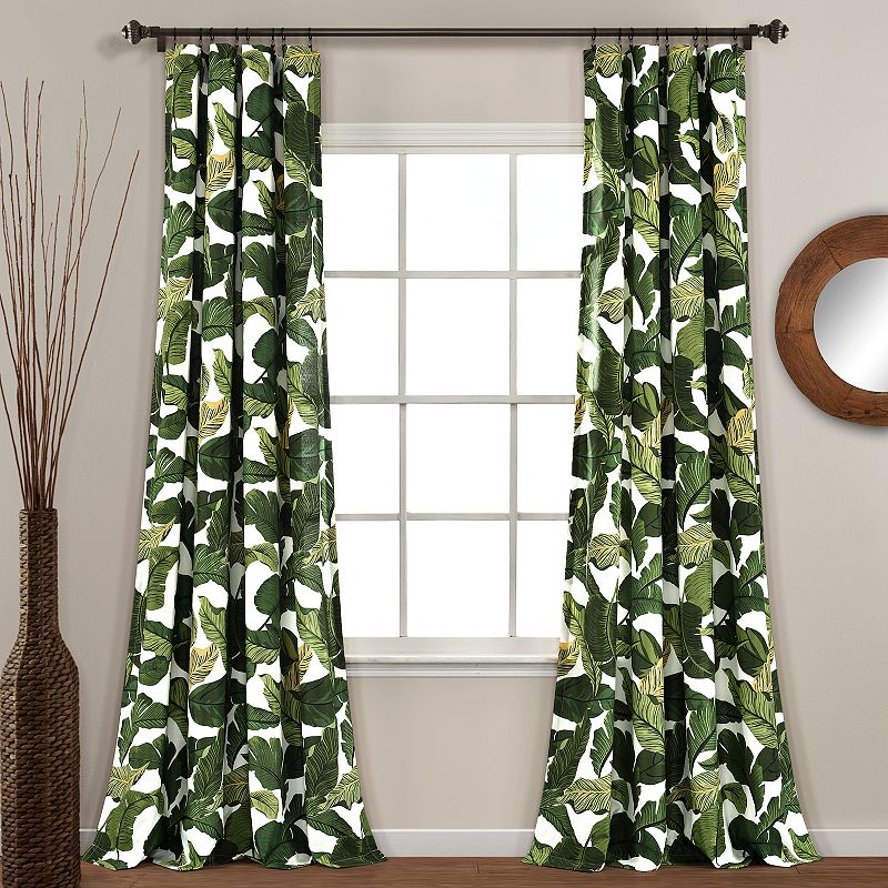 Lush Decor 2-pack Tropical Paradise Window Curtain Set, Green, 52X84