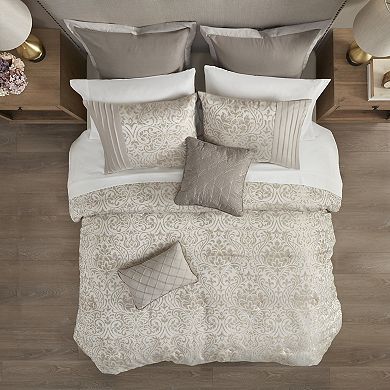 Madison Park Maisie 12-Piece Jacquard Complete Comforter Set with Bed Sheet Set and Throw Pillow