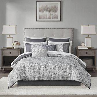 Madison Park Maisie 12 pc Jacquard Complete Comforter Set with Bed Sheet Set and Throw Pillow
