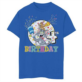Boys 8-20 Tom & Jerry 4th Birthday Tee