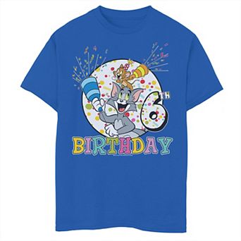Boys 8-20 Tom & Jerry 6th Birthday Portrait Graphic Tee