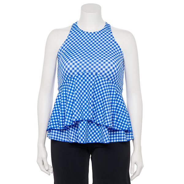 Plus Size A Shore Fit HiNeck Babydoll Tiered Swim Top