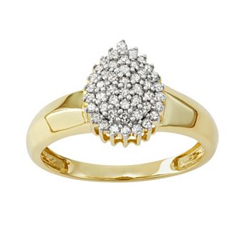 HDI 10k Gold 1/3 Carat T.W. Diamond Cocktail Ring