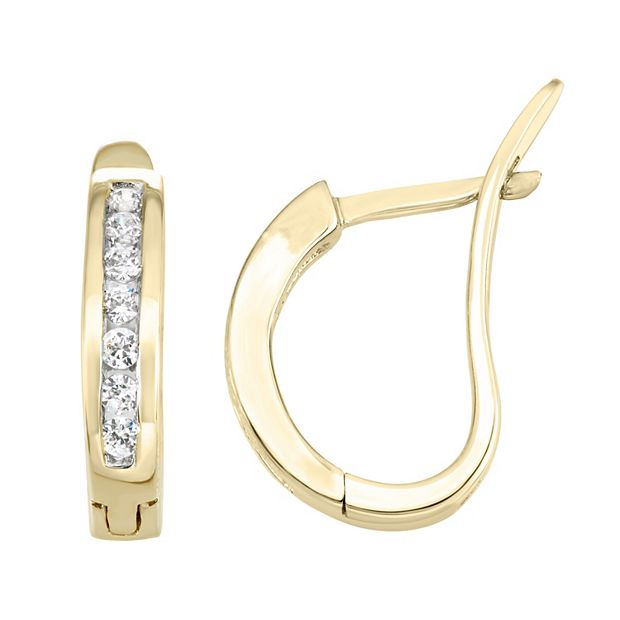 1/20 Ct. T.W. Diamond Huggie Hoop Earrings in 10K Gold