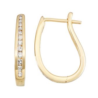 HDI 10k Gold 1/4 Carat T.W. Diamond Hoop Earrings