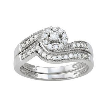 HDI 10k White Gold 1/3 Carat T.W. Diamond Bridal Set Ring