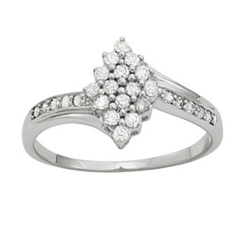 HDI 10k White Gold 1/3 Carat T.W. Diamond Cocktail Ring