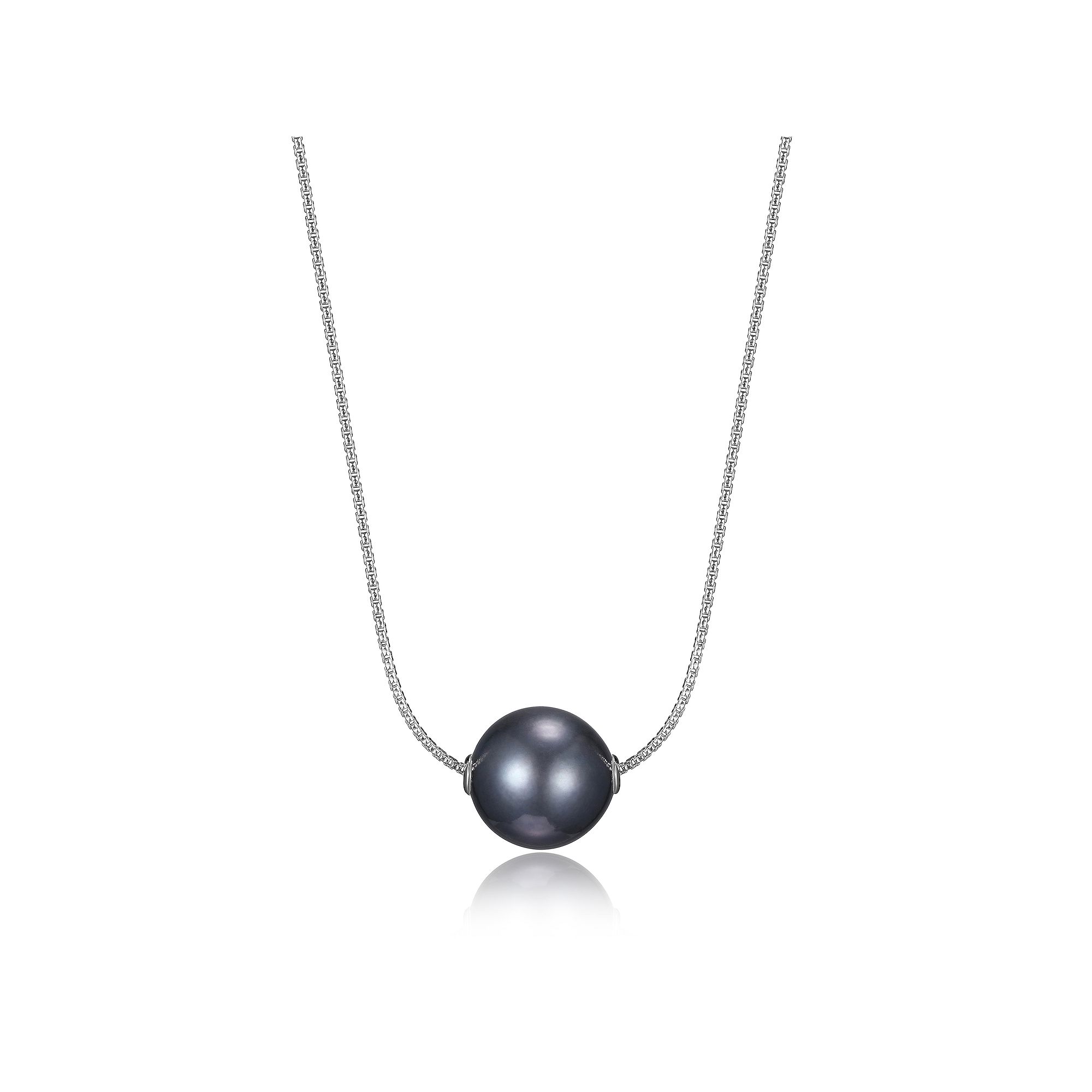 Maralux Sterling Silver Tahitian Cultured Black Pearl Necklace, Womens, S