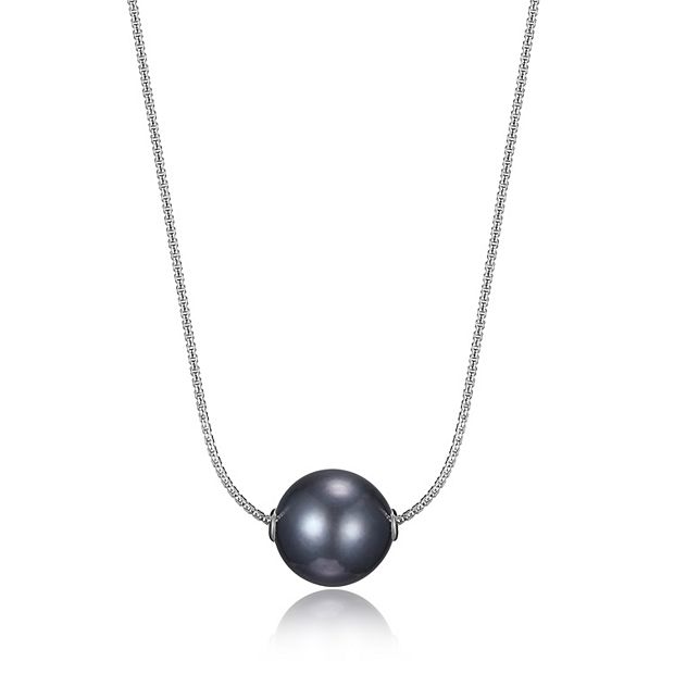 Maralux Pearl Sterling Silver Tahitian Cultured Black Pearl Necklace - 18 in