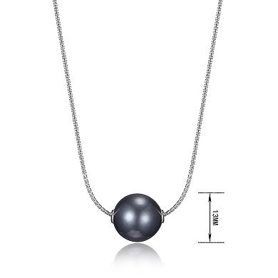 Maralux Sterling Silver Tahitian Cultured Black Pearl Necklace