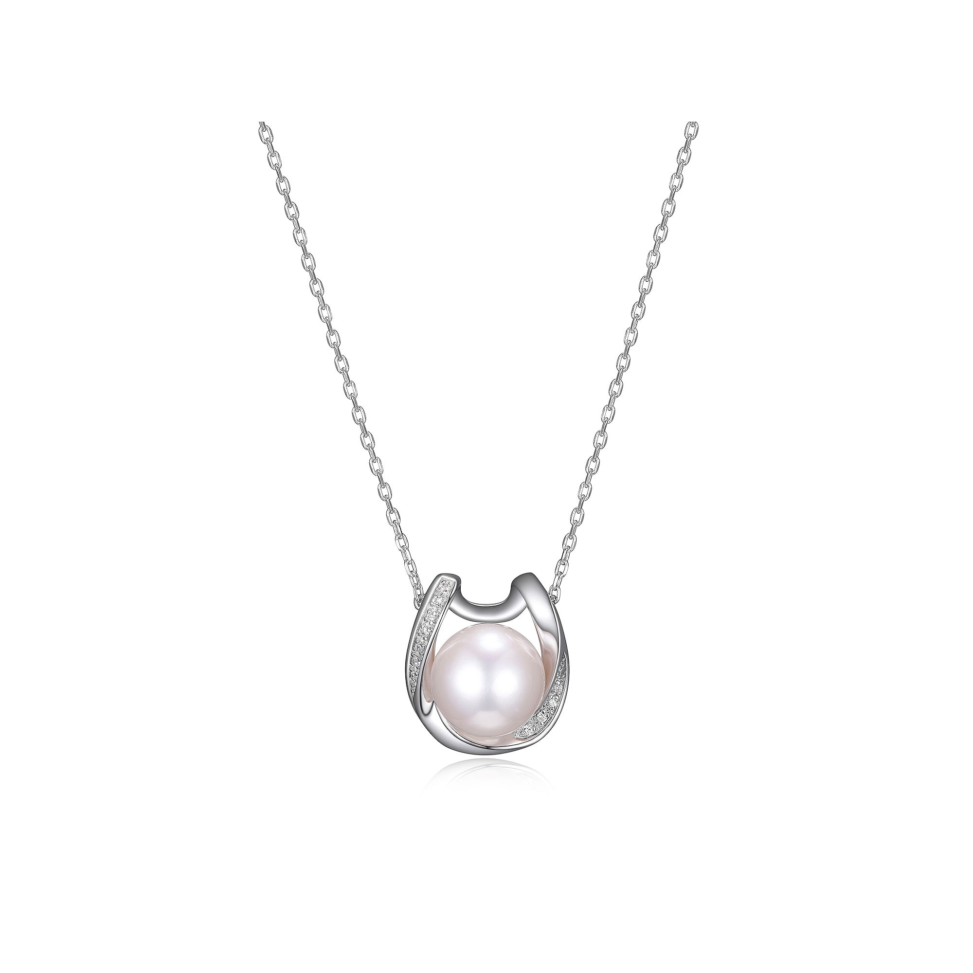 Maralux Sterling Silver Freshwater Cultured Pearl & Diamond Accent Necklac