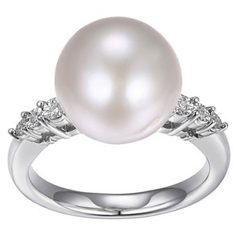 Maralux Sterling Silver Freshwater Cultured Pearl & Diamond Accent Necklace