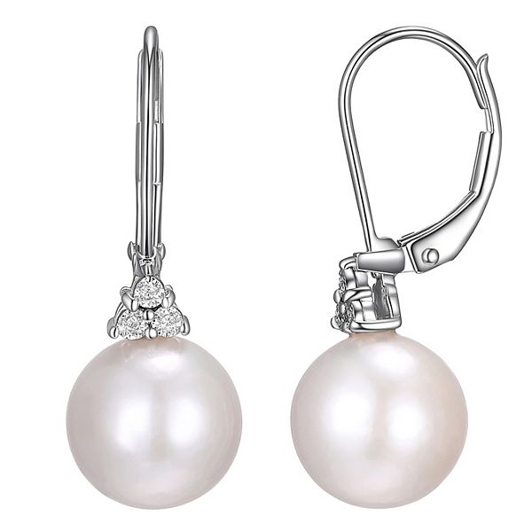 Maralux Sterling Silver Freshwater Cultured Pearl & Diamond Accent Drop ...