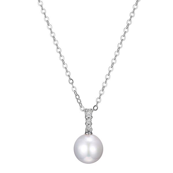 Maralux Sterling Silver Freshwater Cultured Pearl & Diamond Accent Drop ...