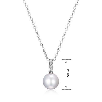 Maralux Sterling Silver Freshwater Cultured Pearl & Diamond Accent Drop Pendant Necklace