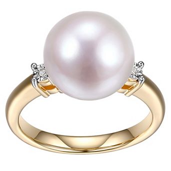 Maralux 18k Gold Over Sterling Silver Freshwater Cultured Pearl & Diamond Accent Ring
