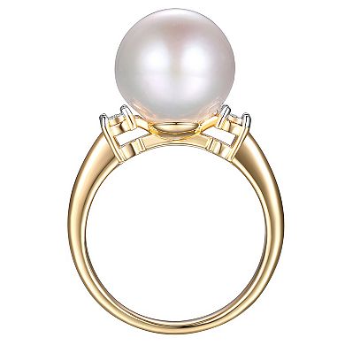 Maralux 18k Gold Over Sterling Silver Freshwater Cultured Pearl & Diamond Accent Ring