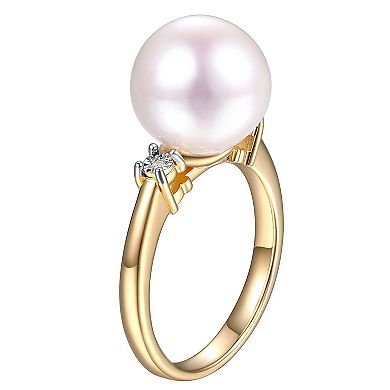 Maralux 18k Gold Over Sterling Silver Freshwater Cultured Pearl & Diamond Accent Ring