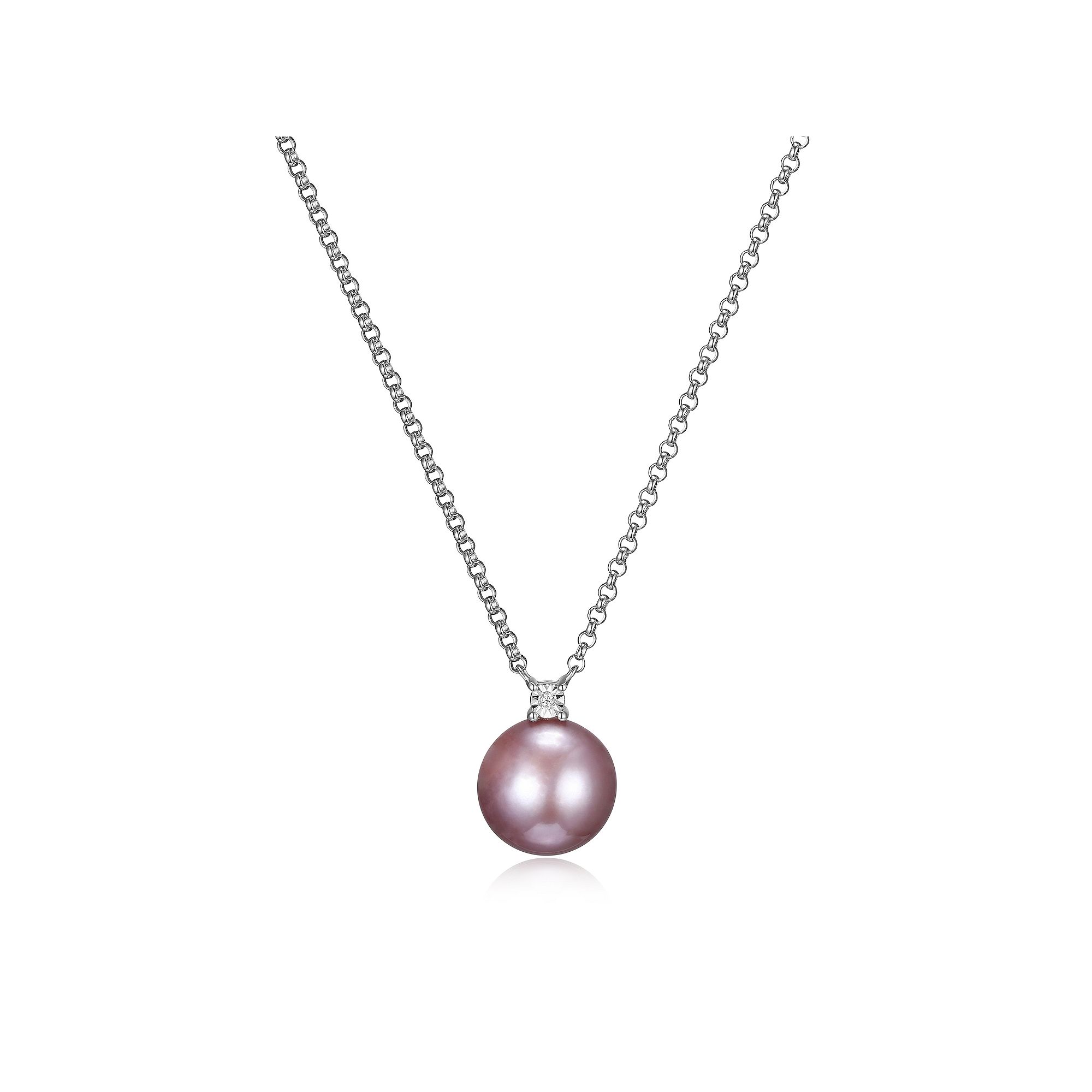 Maralux Sterling Silver Freshwater Cultured Pink Pearl & Diamond Accent Ne