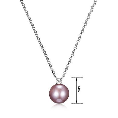 Maralux Sterling Silver Freshwater Cultured Pink Pearl & Diamond Accent Necklace