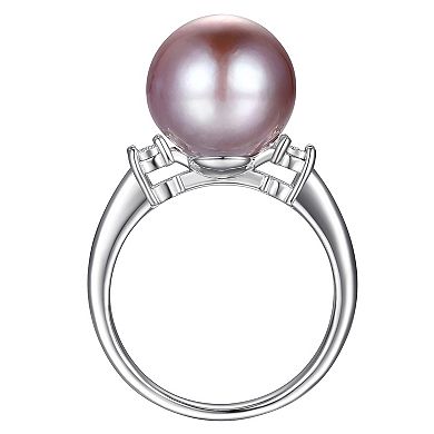 Maralux Sterling Silver Freshwater Cultured Pink Pearl & Diamond Accent Ring