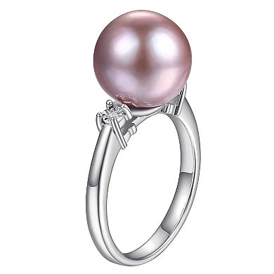Maralux Sterling Silver Freshwater Cultured Pink Pearl & Diamond Accent Ring