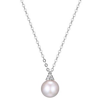 Maralux Sterling Silver Freshwater Cultured Pearl & Diamond Accent Pendant Necklace