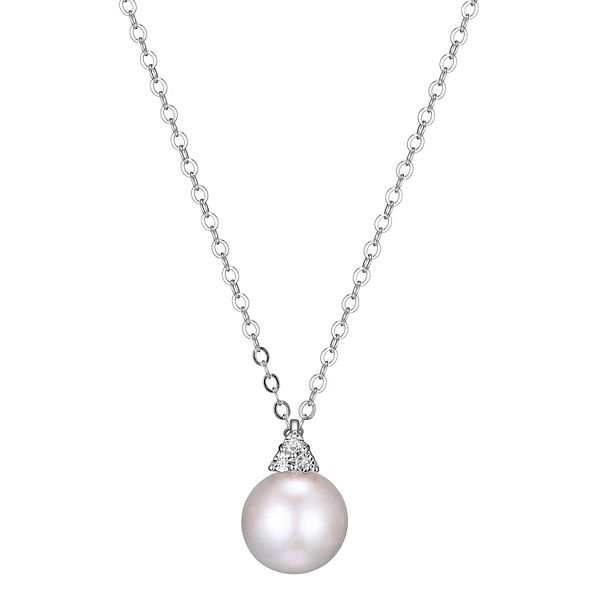 Maralux Sterling Silver Freshwater Cultured Pearl & Diamond Accent ...