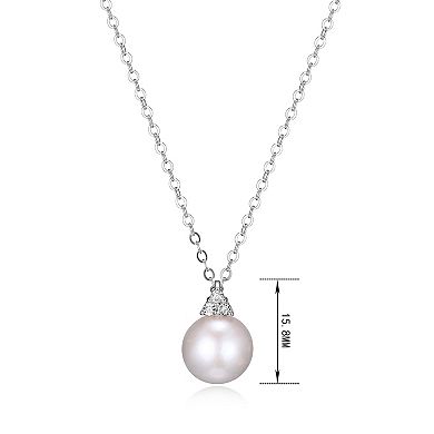 Maralux Sterling Silver Freshwater Cultured Pearl & Diamond Accent Pendant Necklace