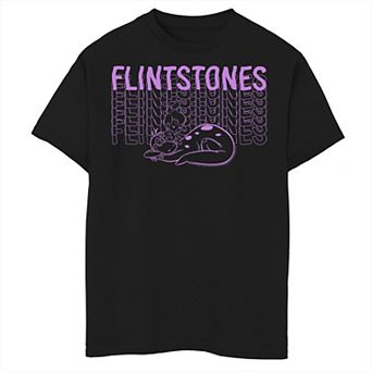 Boys 8-20 The Flintstones Dino & Pebbles Wavy Text Stack Graphic Tee
