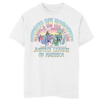 Boys 6-20 Justice League Heroes On Vacation Beach Tee