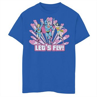 Boys 6-20 DC Comics Valentine's Day Justice League Let's Fly Graphic Tee