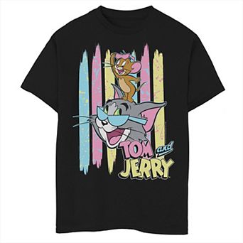 Boys 8-20 Tom & Jerry 90's Theme Background Graphic Tee