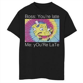 Boys 8-20 Spongebob Squarepants You're Late Meme Tee