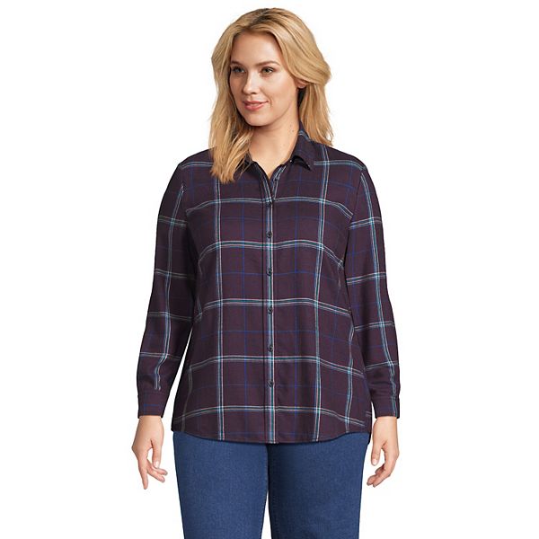 Plus Size Lands' End Plaid Boyfriend Flannel Shirt