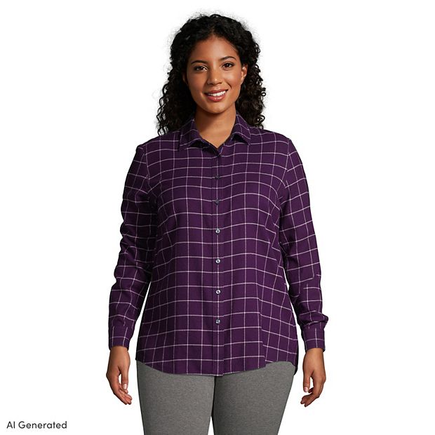 women's purple plaid shirt